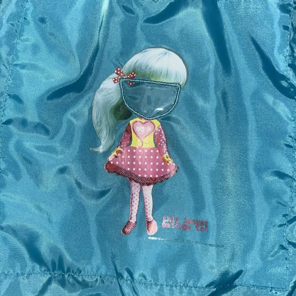 Mim Pi stretch puffer belted coat girls size 4 chevron - Picture 7 of 13